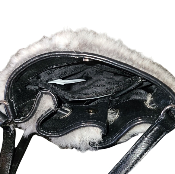 MICHAEL KORS Rabbit Fur Crossbody Bag With Silver Hardware and Black Detailing - Picture 7 of 12
